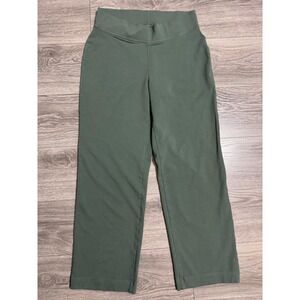 Lands End Women Medium 10-12 Sage Green Wide Leg Knit Pull On Crop Pants Comfort